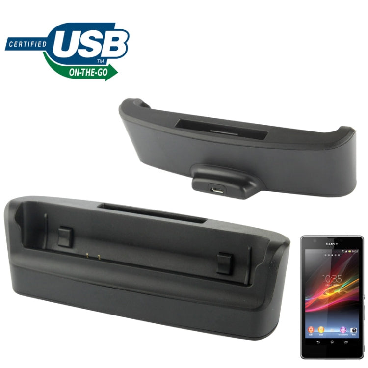 3 in 1 (Data Sync + Phone Charger + Extra Battery Charger) USB Charging Cradle for Sony Xperia ZR / M36h(Black)