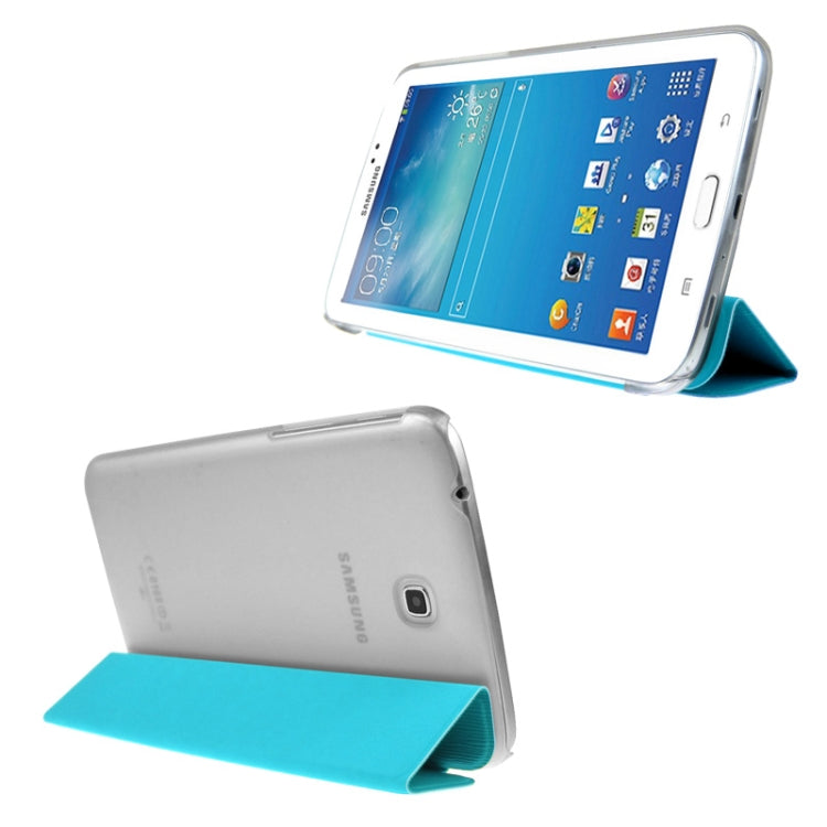 ENKAY 3-folding Toothpick Texture Flip PU Leather Cover Plastic Case for Galaxy Tab 3 (7.0) / T210 / T211 / P3200