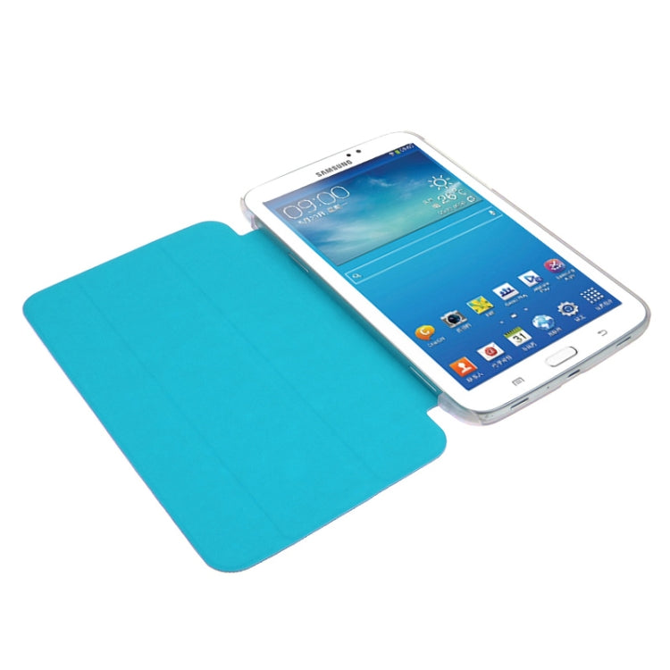 ENKAY 3-folding Toothpick Texture Flip PU Leather Cover Plastic Case for Galaxy Tab 3 (7.0) / T210 / T211 / P3200