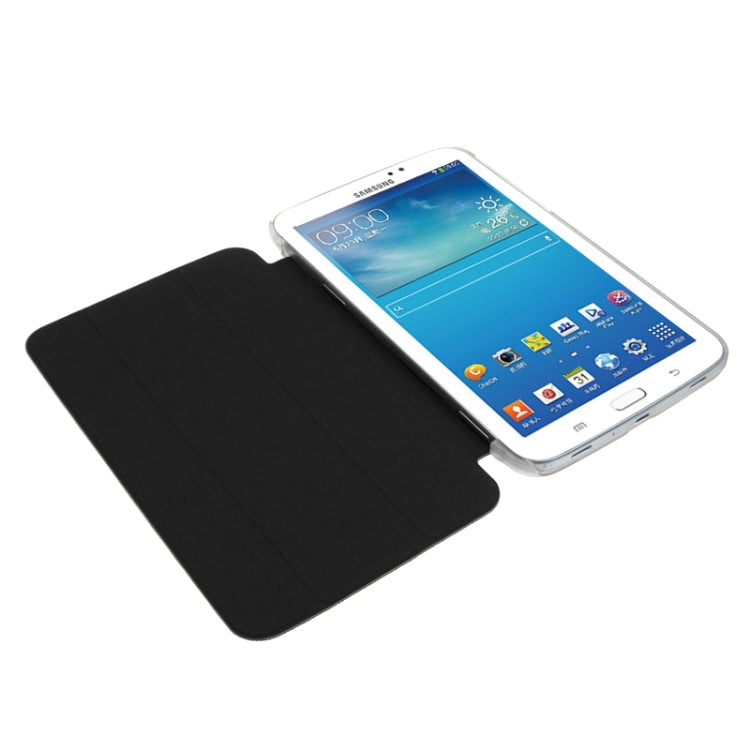 ENKAY 3-folding Toothpick Texture Flip PU Leather Cover Plastic Case for Galaxy Tab 3 (7.0) / T210 / T211 / P3200