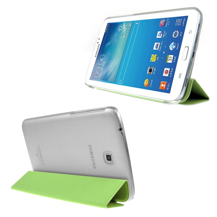 ENKAY 3-folding Toothpick Texture Flip PU Leather Cover Plastic Case for Galaxy Tab 3 (7.0) / T210 / T211 / P3200