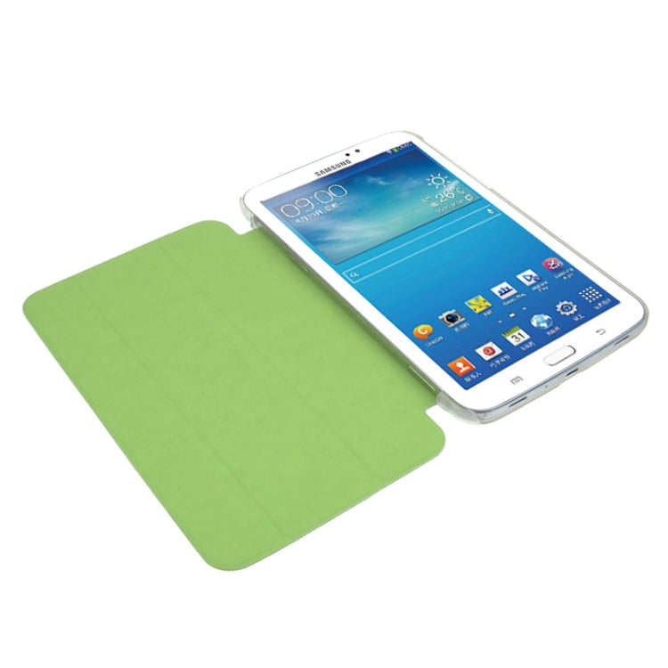 ENKAY 3-folding Toothpick Texture Flip PU Leather Cover Plastic Case for Galaxy Tab 3 (7.0) / T210 / T211 / P3200