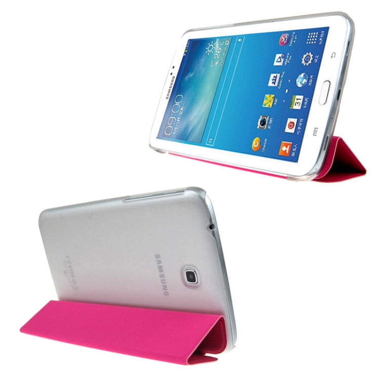ENKAY 3-folding Toothpick Texture Flip PU Leather Cover Plastic Case for Galaxy Tab 3 (7.0) / T210 / T211 / P3200