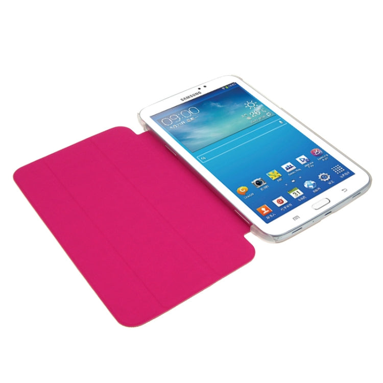 ENKAY 3-folding Toothpick Texture Flip PU Leather Cover Plastic Case for Galaxy Tab 3 (7.0) / T210 / T211 / P3200
