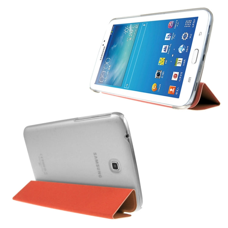 ENKAY 3-folding Toothpick Texture Flip PU Leather Cover Plastic Case for Galaxy Tab 3 (7.0) / T210 / T211 / P3200