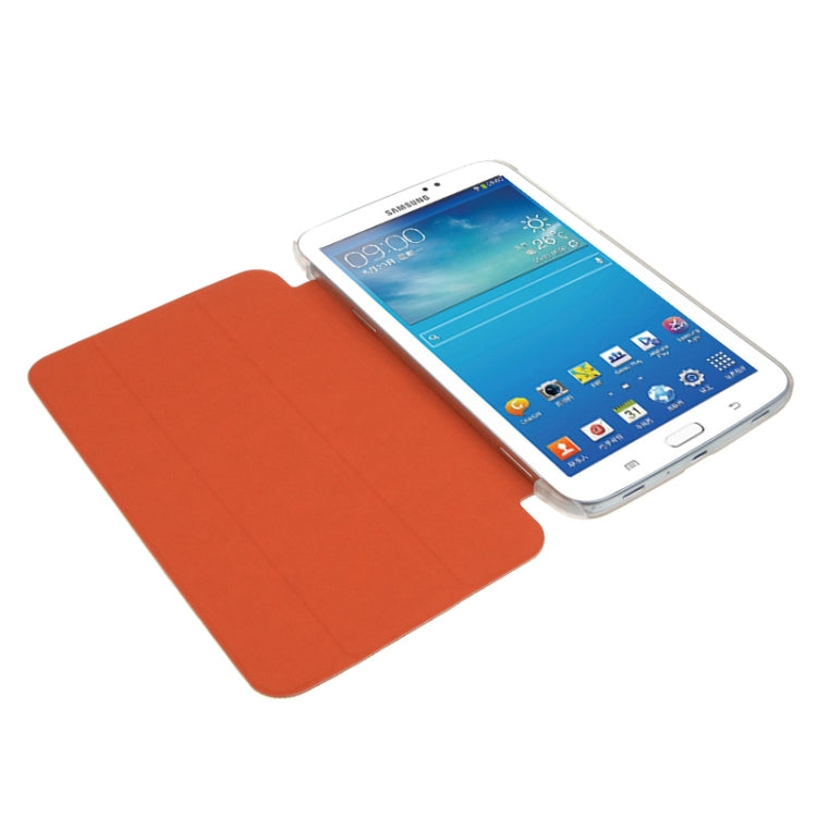 ENKAY 3-folding Toothpick Texture Flip PU Leather Cover Plastic Case for Galaxy Tab 3 (7.0) / T210 / T211 / P3200