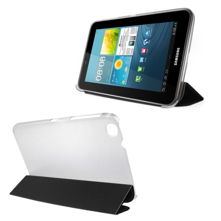 3-folding Toothpick Texture Flip PU Leather Cover Plastic Case for Galaxy Tab 3 (8.0) / T3100 / T3110
