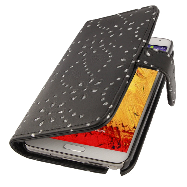 Diamond Palace Flower Pattern Horizontal Flip Soft Leather Case with Credit Card Slots for Galaxy Note III / N9000