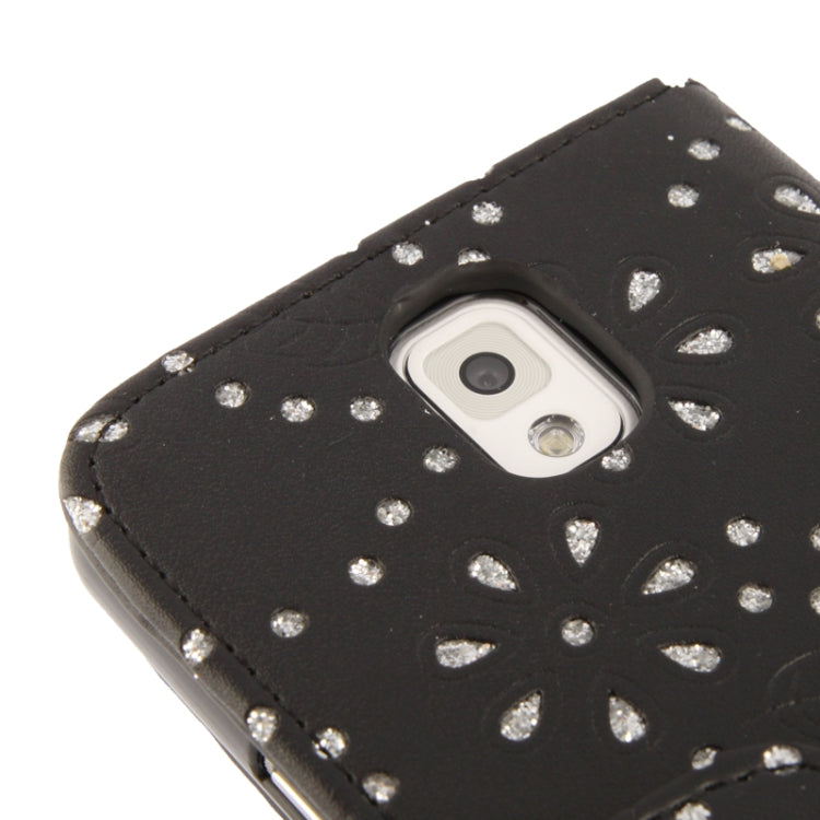 Diamond Palace Flower Pattern Horizontal Flip Soft Leather Case with Credit Card Slots for Galaxy Note III / N9000