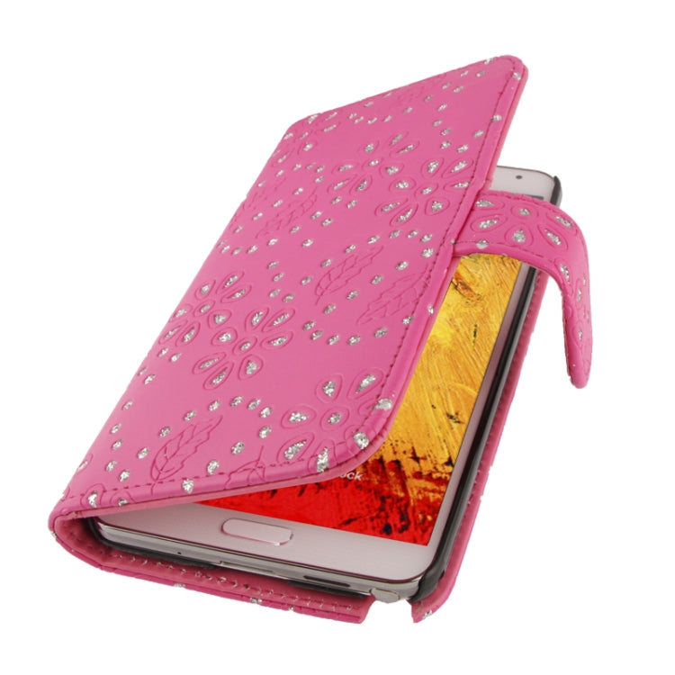 Diamond Palace Flower Pattern Horizontal Flip Soft Leather Case with Credit Card Slots for Galaxy Note III / N9000