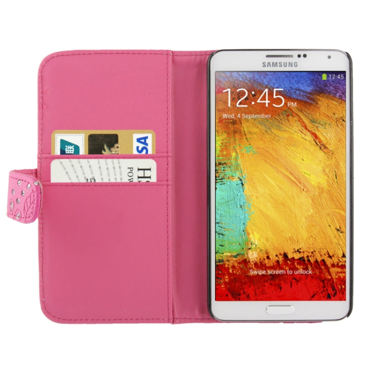 Diamond Palace Flower Pattern Horizontal Flip Soft Leather Case with Credit Card Slots for Galaxy Note III / N9000