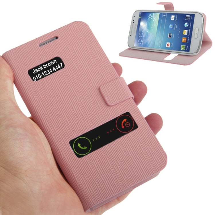 Toothpick Texture Horizontal Flip Leather Case with Call Display ID & Holder for Galaxy S IV mini / i9190