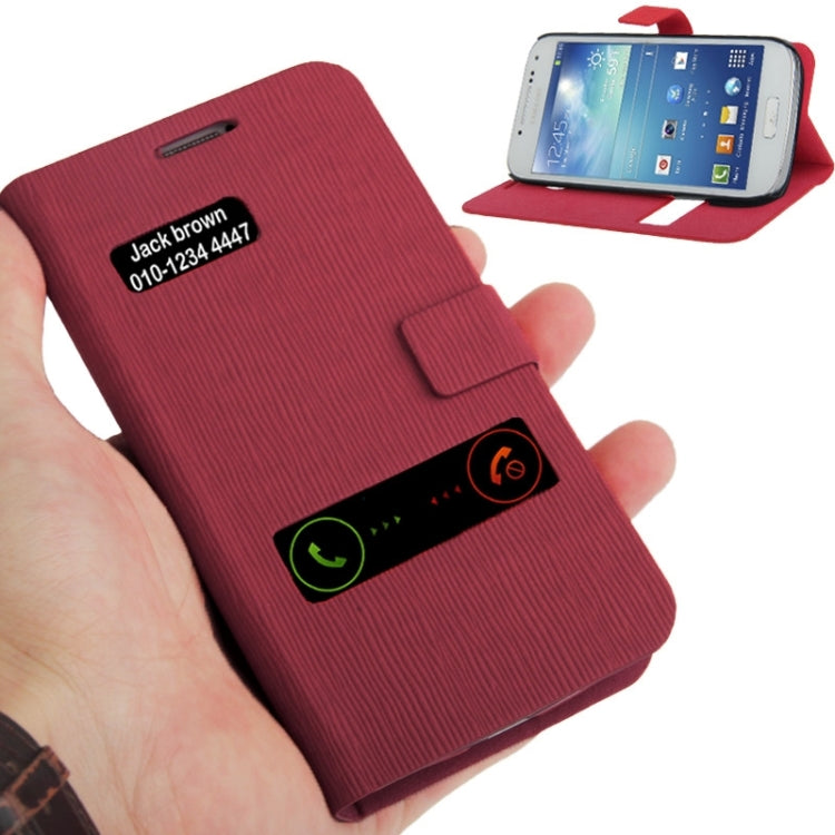 Toothpick Texture Horizontal Flip Leather Case with Call Display ID & Holder for Galaxy S IV mini / i9190