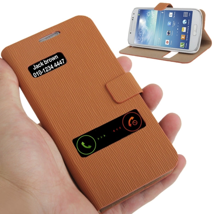 Toothpick Texture Horizontal Flip Leather Case with Call Display ID & Holder for Galaxy S IV mini / i9190