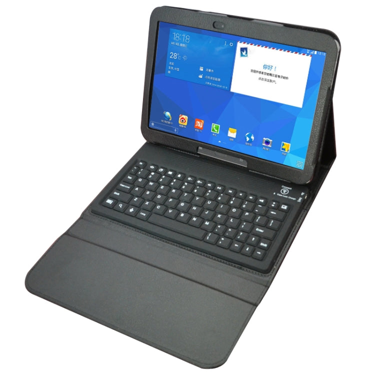 Bluetooth Silicone Keyboard Leather Tablet Case with Holder for Galaxy Tab 4 (10.1) / T530(Black)