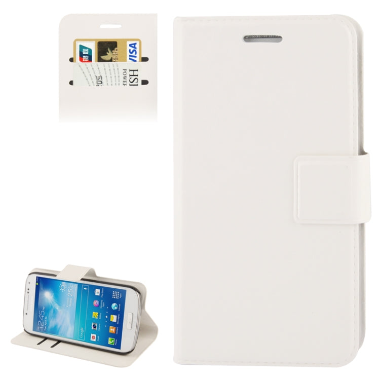 Fine Sheepskin Texture Flip Leather Case with Credit Card Slots & Holder for Galaxy S IV mini / i9190(White)