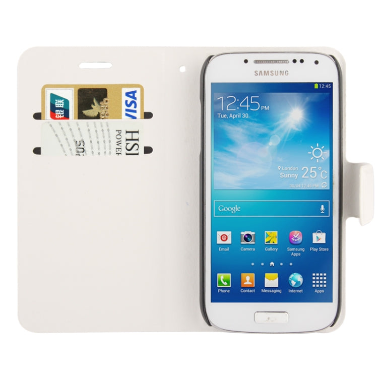 Fine Sheepskin Texture Flip Leather Case with Credit Card Slots & Holder for Galaxy S IV mini / i9190(White)