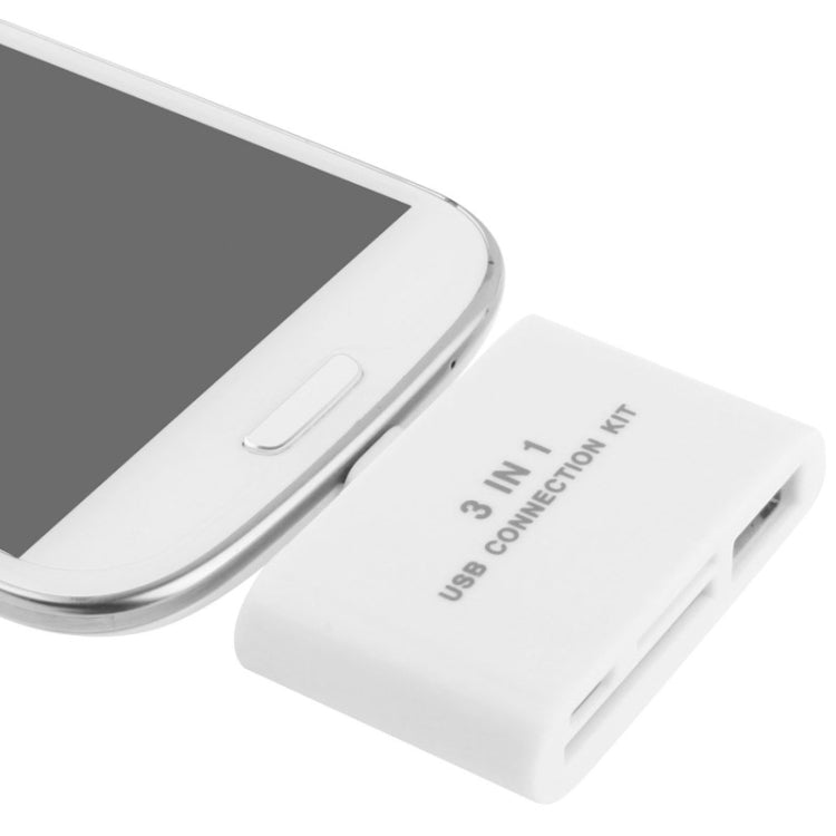 All in 1 (SD Card / TF Card Reader + OTG USB HUB + Micro USB Charge Interface) for Galaxy S IV / i9500 / i9300 / N7100(White)