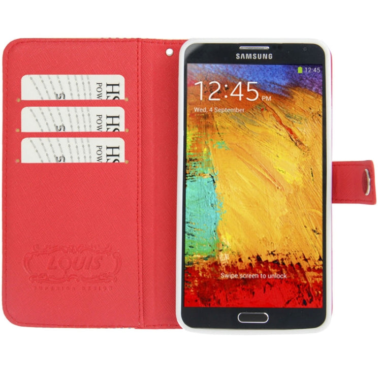 Colourful Weave Pattern Leather Case with Credit Card Slots & Holder & Lanyard for Galaxy Note III / N9000