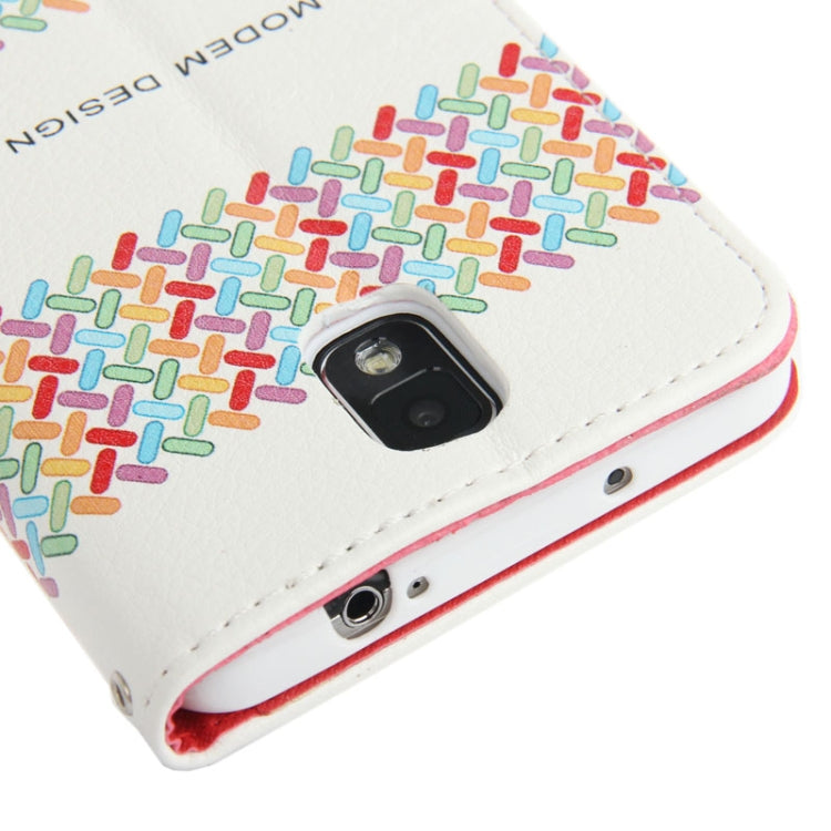 Colourful Weave Pattern Leather Case with Credit Card Slots & Holder & Lanyard for Galaxy Note III / N9000