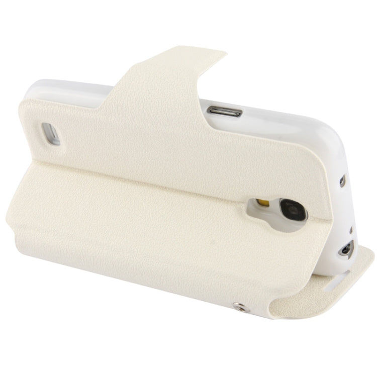 Pebble Texture Leather Case with Call Display ID & Holder for Galaxy S IV mini / i9190(White)