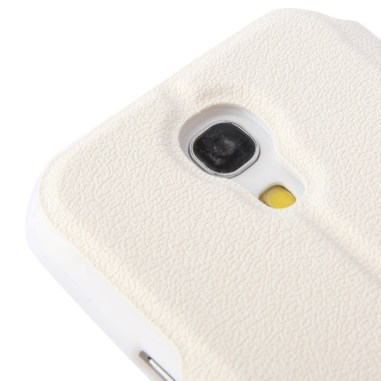 Pebble Texture Leather Case with Call Display ID & Holder for Galaxy S IV mini / i9190(White)