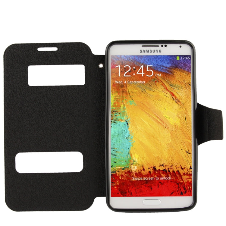 Pebble Texture Leather Case with Call Display ID & Holder for Galaxy Note III / N9000