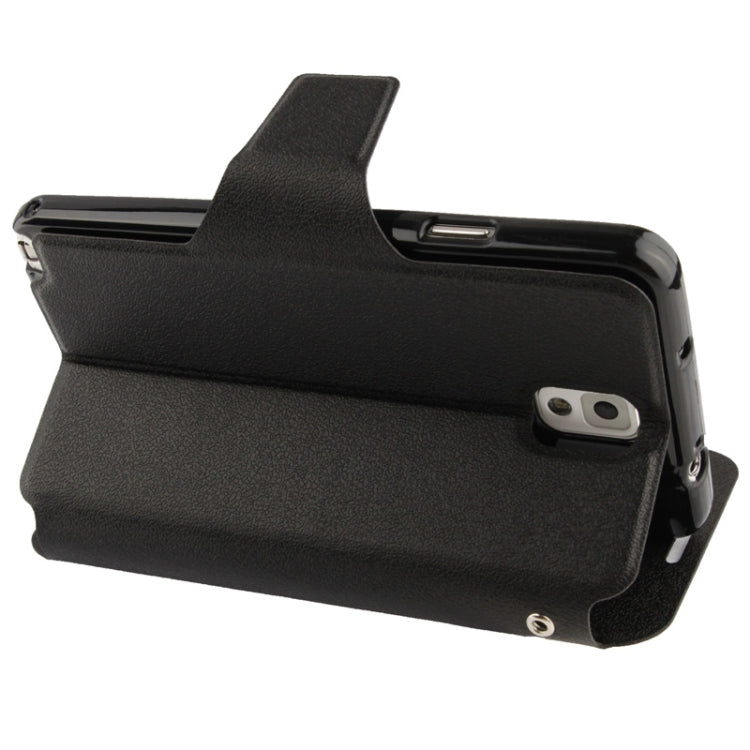 Pebble Texture Leather Case with Call Display ID & Holder for Galaxy Note III / N9000