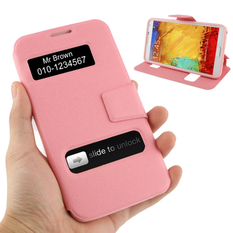 Pebble Texture Leather Case with Call Display ID & Holder for Galaxy Note III / N9000