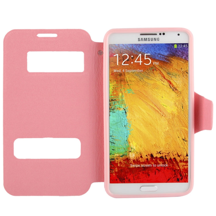 Pebble Texture Leather Case with Call Display ID & Holder for Galaxy Note III / N9000