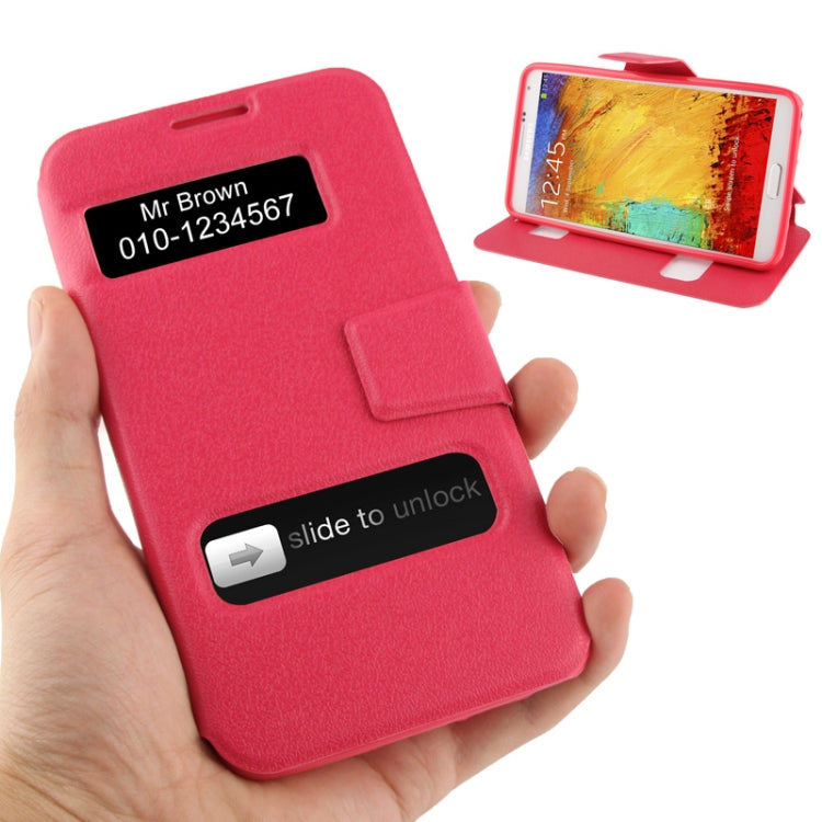 Pebble Texture Leather Case with Call Display ID & Holder for Galaxy Note III / N9000