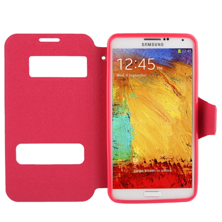 Pebble Texture Leather Case with Call Display ID & Holder for Galaxy Note III / N9000