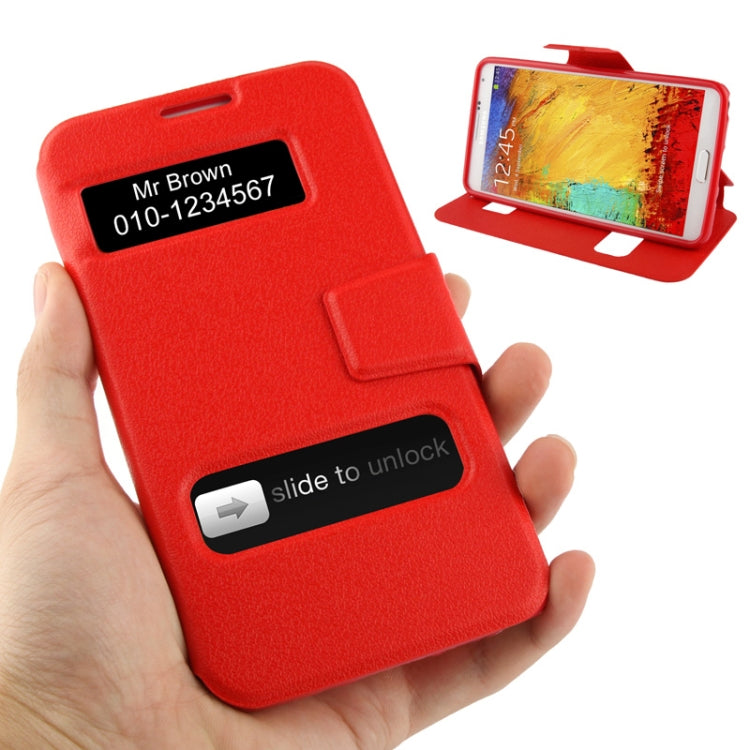 Pebble Texture Leather Case with Call Display ID & Holder for Galaxy Note III / N9000