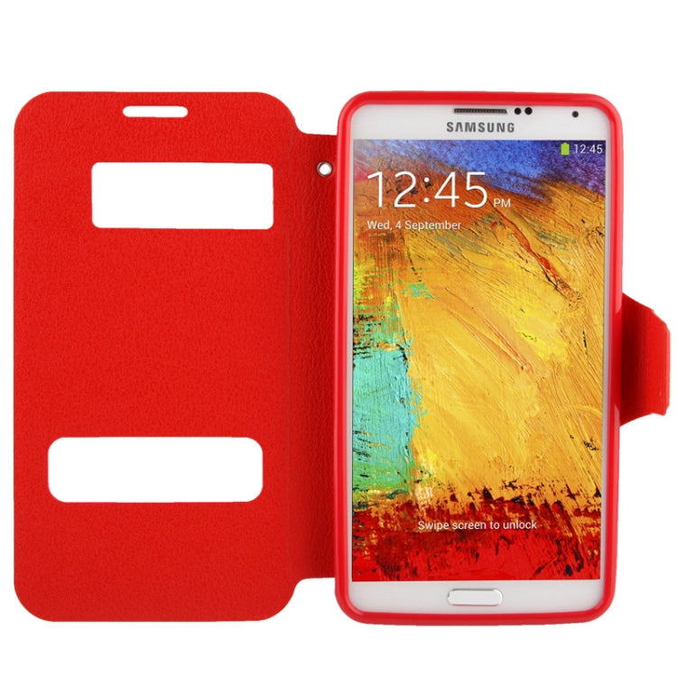 Pebble Texture Leather Case with Call Display ID & Holder for Galaxy Note III / N9000