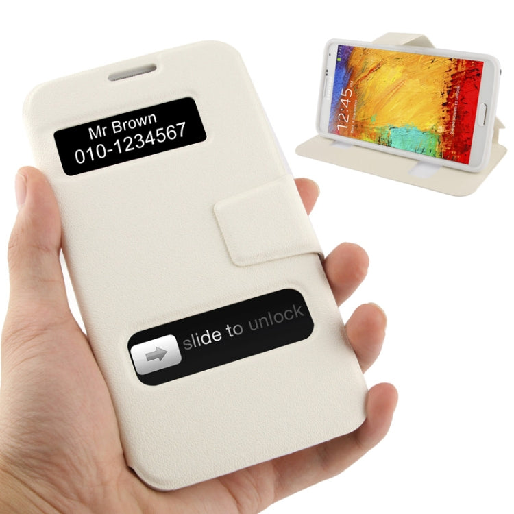 Pebble Texture Leather Case with Call Display ID & Holder for Galaxy Note III / N9000