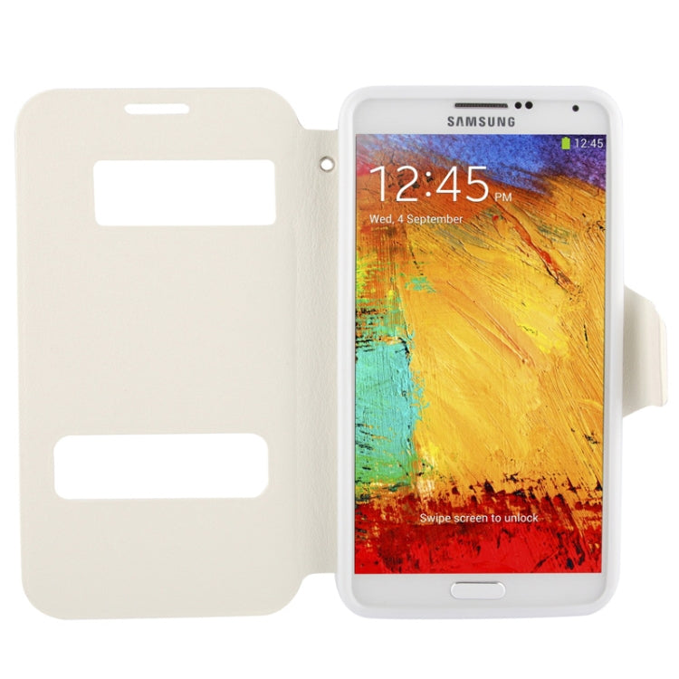 Pebble Texture Leather Case with Call Display ID & Holder for Galaxy Note III / N9000