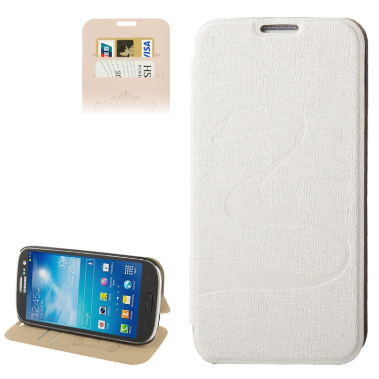 Oracle Texture Embossing Pattern Leather Case with Credit Card Slots & Butterfly Holder for Galaxy S III / i9300(White)