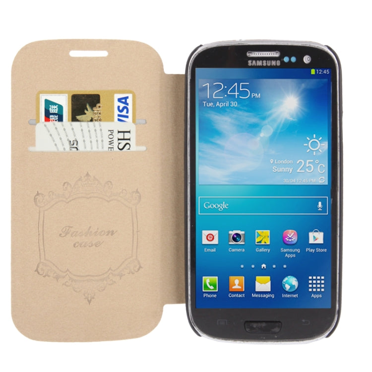 Oracle Texture Embossing Pattern Leather Case with Credit Card Slots & Butterfly Holder for Galaxy S III / i9300(White)