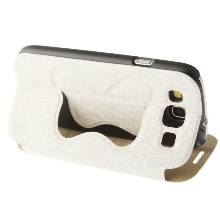 Oracle Texture Embossing Pattern Leather Case with Credit Card Slots & Butterfly Holder for Galaxy S III / i9300(White)