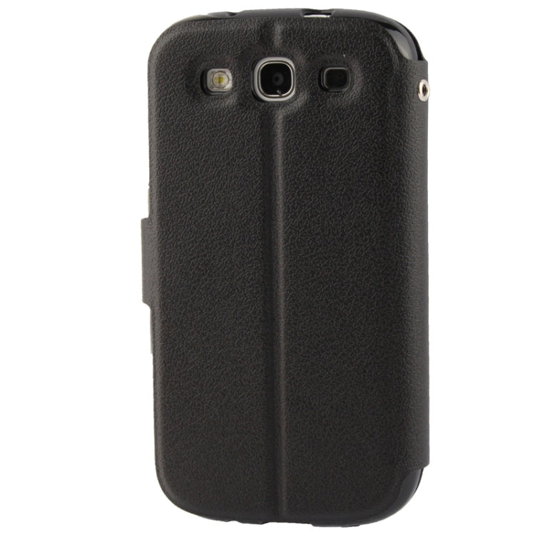 Pebble Texture Leather Case with Call Display ID & Holder for Galaxy S III / i9300(Black)
