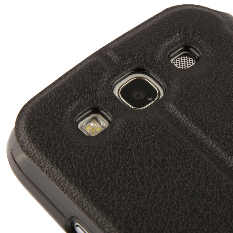 Pebble Texture Leather Case with Call Display ID & Holder for Galaxy S III / i9300(Black)