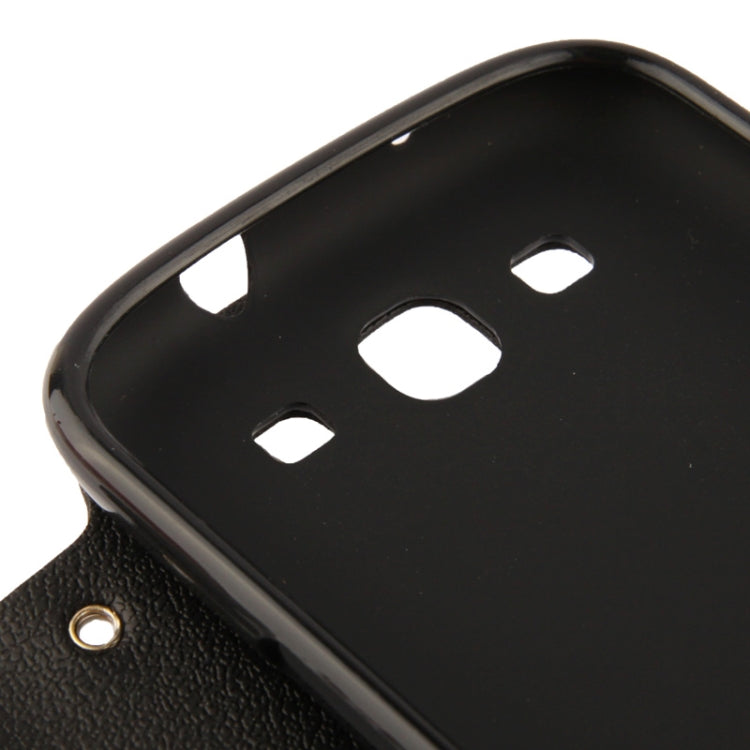 Pebble Texture Leather Case with Call Display ID & Holder for Galaxy S III / i9300(Black)