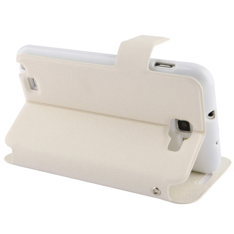 Pebble Texture Leather Case with Call Display ID & Holder for Galaxy Note / i9220 / N7000(White)