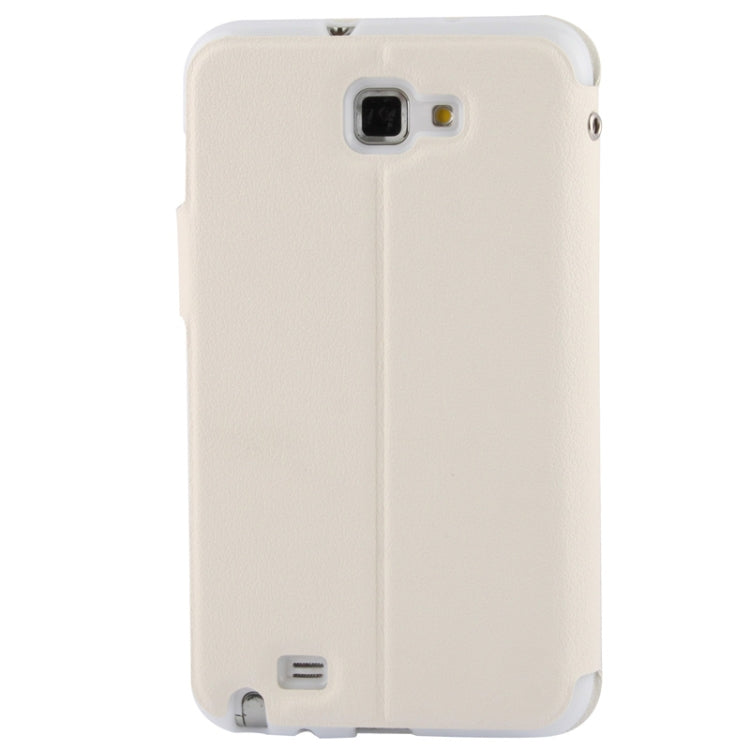 Pebble Texture Leather Case with Call Display ID & Holder for Galaxy Note / i9220 / N7000(White)