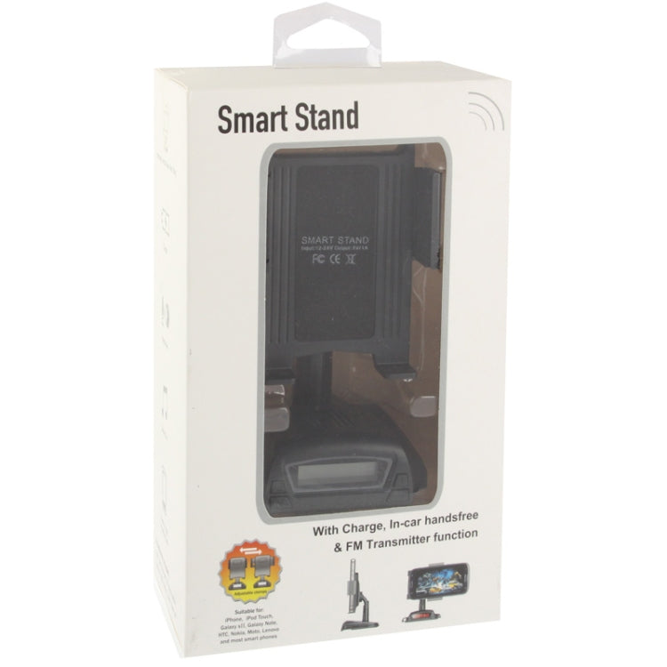 Smart Stand, Support Charge / Handsfree / FM Transmitter / TF Card / 360 Degree Rotation, Width: 56-84mm, For iPhone, Galaxy, Huawei, Xiaomi, Lenovo, Sony, LG, HTC and Other Smartphones(Black)