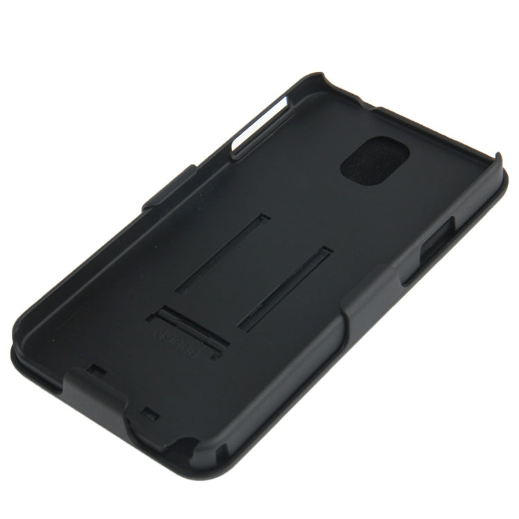 180 Degree Rotation Plastic Case + Plastic Back Cover with Belt Clip Stand for Galaxy Note III / N9000 (Black)