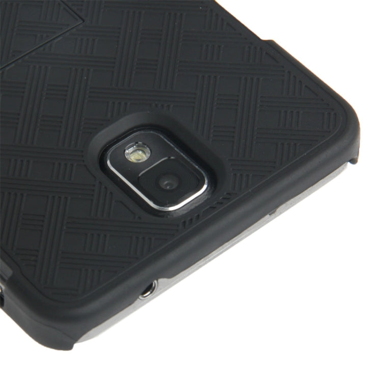 180 Degree Rotation Plastic Case + Plastic Back Cover with Belt Clip Stand for Galaxy Note III / N9000 (Black)