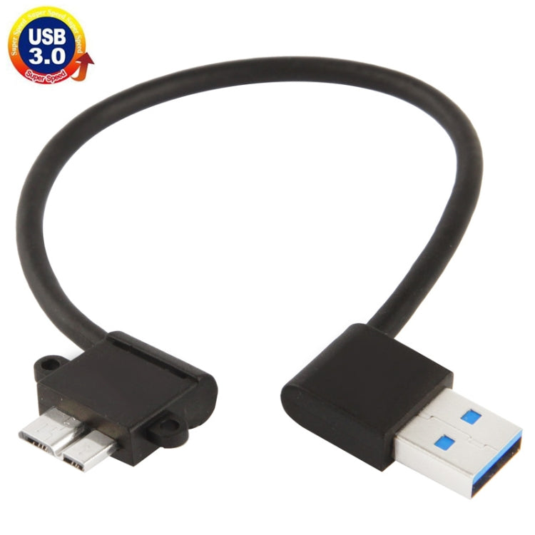 90 Degree Left Angle Micro USB 3.0 to USB 3.0 AM Adapter Cable for Galaxy Note III / N9000, Length: 20cm(Black)