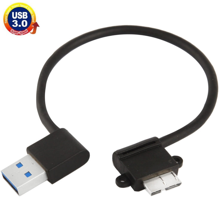 90 Degree Right Angle Micro USB 3.0 to USB 3.0 AM Adapter Cable for Galaxy Note III / N9000, Length: 20cm(Black)