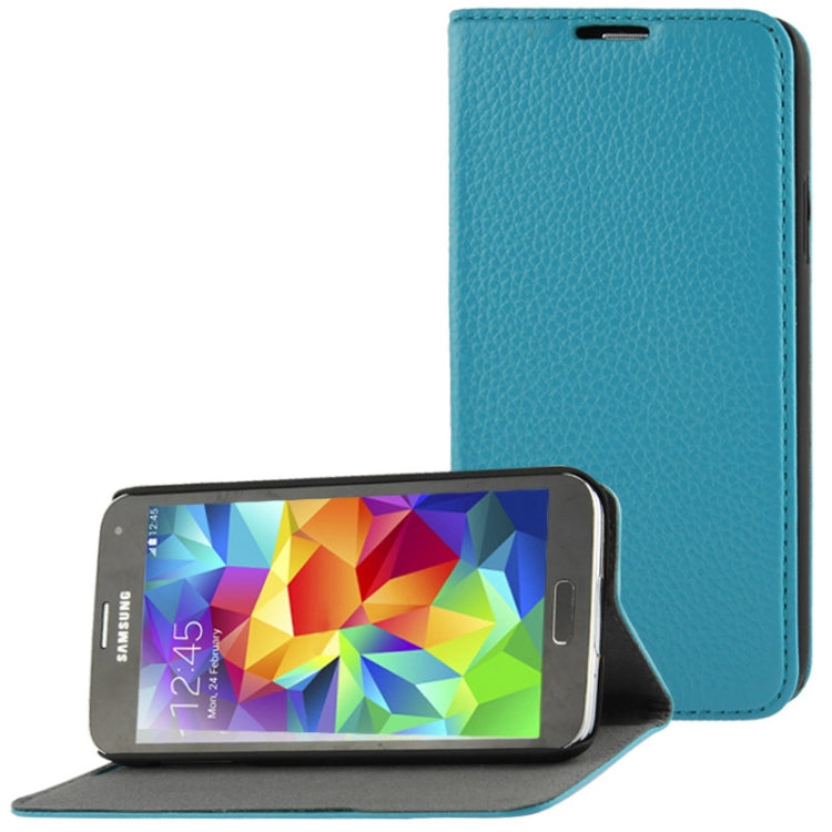 Litchi Texture Horizontal Flip Top-grain Genuine Leather Case with Holder for Galaxy S5 / G900